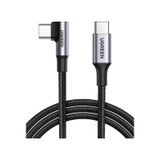 Ugreen Usb-C 100W 5A Qc Pd 90 Derece Örgülü Hızlı Şarj Kablosu, 2 Metre, Siyah, 70645