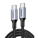 UGREEN USB-C 100W 5A QC PD Örgülü Hızlı Şarj Kablosu, 2 Metre, Siyah