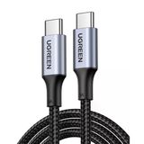Ugreen Usb-C 100W 5A Qc Pd Örgülü Hızlı Şarj Kablosu, 3 M, Siyah, 90120