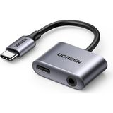 Ugreen Usb-C 3.5mm Kulaklık Jakı Ses Adaptörü ve Şarj Cihazı Dac Tip C - Aux Kulaklık Ayırıcı, 60164 - Gri
