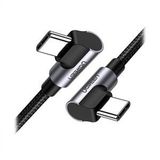 UGREEN USB-C 60W 3A QC PD Çift Tarafı 90 Derece Örgülü Hızlı Şarj Kalosu, 2m - Siyah