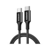 Ugreen USB-C 60W 3A QC PD Örgülü Hızlı Şarj Kablosu 1 M Siyah 35254