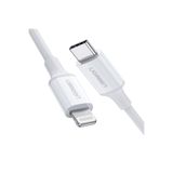 Ugreen USB-C - Lightning 3A PD MFi Sertifikalı Hızlı Şarj Kablosu, 2 m, Beyaz, 60749