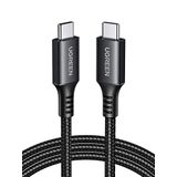 UGREEN USB C Şarj Kablosu 60W Siyah Naylon USB C - USB C Kablosu PD 3.0 PPS iPhone 15 Pro Max Galaxy S23 S22 S21 A54 A34 A14 iPad Pro 12.9 iPad Air 5/Mini 6, Pixel 7 Pro vb. ile uyumludur. (2M)