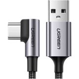 UGREEN USB-C to USB-A 3A QC 90 Derece Hızlı Şarj Kablosu, 1 Metre, Uzay Grisi, 50941 - Siyah