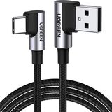Ugreen USB-C to USB-A 3A QC 90 Derece Hızlı Şarj Kablosu, 3 Metre, Uzay Grisi - 70875