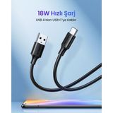 Ugreen Usb-C to Usb-A 3A QC Hızlı Şarj Kablosu 1 Metre Siyah 60116