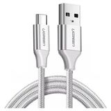 Ugreen Usb-C to Usb-A 3A QC Örgülü Hızlı Şarj Kablosu 1 Metre Gümüş Beyazı 60131