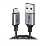 Ugreen USB-C to USB-A 3A QC Örgülü Hızlı Şarj Kablosu 3 Metre Siyah -