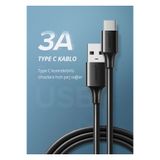 Ugreen USB-C - USB-A 3A QC Hızlı Şarj Kablosu, 0,5 m, Siyah, 60115