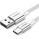 UGREEN USB-C - USB-A 3A QC Örgülü Data ve Şarj Kablosu 2 m Universal Uyumlu Gümüş Beyazı 60133 - 2 Metre