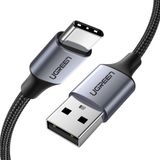 UGREEN USB-C - USB-A 3A QC Örgülü Hızlı Şarj Kablosu, 1 m, Siyah, 60126 - 1 Metre
