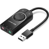 Ugreen USB Harici Stereo Ses Kartı 15cm Siyah Yüksek Ses Kalitesi ve Profesyonel Kullanım İçin
