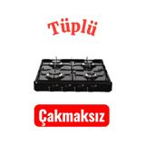 Uğur 4 Gözlü 4lü Set Üstü Siyah Ocak Tüplü