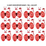 Uğur Böceği Kostüm Seti - Kanat, Taç, Asa 12 Adet 24242446226