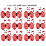 Uğur Böceği Kostüm Seti - Kanat, Taç, Asa 12 Adet