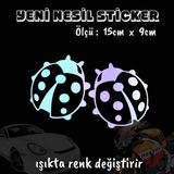 Uğur Böceği Oto Sticker 2 Adet Hologram Model Motosiklet Kask Atv Laptop Cam Uyumlu