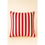 Uğur Home Ev Tekstili Kırmızı-Beyaz Modern Çizgili Dekoratif Kırlent Kılıfı | Duck Kumaş 43x43cm - Ivory Kırmızı