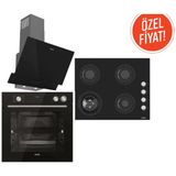 Uğur Yeni Steam Chef Set Siyah (Uaf 6011DB Scpst Fırın - Uao 6041W3 Scy Rsr1 Ocak - Uad 6012G SA3D Davlumbaz)