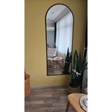 Uğurlu Ayna 180X70 cm Siyah Metal Çerçeveli Oval Boy Aynası / Ayaklı & Duvara Monte Kullanım