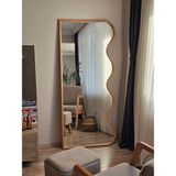 Uğurlu Ayna 180X80 Dalgalı Boy Aynası – Doğal Ahşap Çerçeveli, El Yapımı Natürel Dekoratif Boy Aynası Aynası