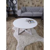Uğurlu Baylar Yuvarlak Orta Sehpa - Beyaz - 70 cm