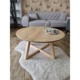 Uğurlu Baylar Yuvarlak Orta Sehpa - Şeffaf Vernik - 70 cm