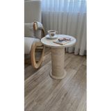 UĞURLU HOME Traverten Desenli Bohem Dekoratif Yan Sehpa / Zigon - 38x48 cm