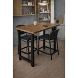 Uğurlubaylar Doğal Masif Ağaç Ahşap Vernikli Cilalı Bar Masası - Siyah - 117x50cm