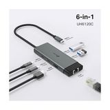 UH6120C, 1 Hdmı, 1 100W Hızlı Şarj Portu, 1 Usb-C, 2 Usb-A 3.0 Port ve Type C Den Gigabit Ethernet Dönüştürücü - 1 GB - 00-Siyah - Beyaz - Option-1