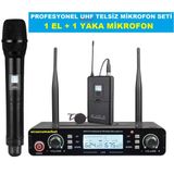 Uhf Kablosuz Profesyonel Telsiz Mikrofon Seti ( 1 El + 1 Yaka Mikofon)