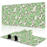 Uiaoiais Kawaii Kurbağa Oyun Fare Altlığı, Yeşil Sevimli Masa Matı, 31,5 x 15,7 cm Büyük Masa Pedi, Dikişli Kenarlı Kaymaz Taban Klavyesi, Ofis, Ev İşi, Oyun için Büyük Mouse Pad