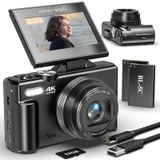 UIKICON Fotoğraf ve Vlog için Dijital Kamera, 3 inç 180 ° Flip Ekranlı 4K Otomatik Odaklama YouTube Kamera, WiFi, 18X Zoom, Flaş, 2 Pil ve 32GB SD Kart