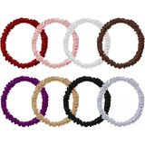 Uisgong 8 adet Set% 100% saf dut ipek saç Scrunchies ipek saç bağları kadınlar kızlar için kıvırcık kalın ince saç kadın siyah sevimli saten uykulu saç kravat Scrunchie uyku