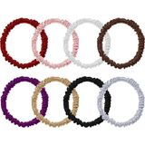 Uisgong 8 adet Set% 100% saf dut ipek saç Scrunchies ipek saç bağları kadınlar kızlar için kıvırcık kalın ince saç kadın siyah sevimli saten uykulu saç kravat Scrunchie uyku
