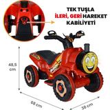 UJ Toys Buddy Akülü ATV 6V Müzik ve Korna Özellikli 35 kg Taşıma Kapasitesi Kırmızı