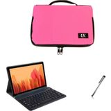 Uk Samsung Galaxy Tab A7 T500 Uyumlu Fuşya Tablet Çantası Kablosuz Klavyeli Standlı Kılıf Set