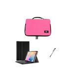 Uk Samsung Galaxy Tab S6 Lite P610 Uyumlu Fuşya Tablet Çantası Kablosuz Klavyeli Standlı Kılıf Set