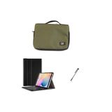Uk Samsung Galaxy Tab S6 Lite P610 Uyumlu Haki Tablet Çantası Kablosuz Klavyeli Standlı Kılıf Set