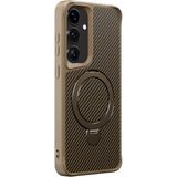 UK Samsung Galaxy Z Fold 5 Uyumlu Standlı Karbon Fiber Kılıf - Altın
