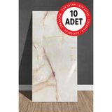 Ukab Dekor 10 Adet 30X60 cm Dekoratif Mermer Desenli Kendinden Yapışkanlı Duvar Paneli (Banyo Wc Mutfak) - Bej - 30 x 60 cm