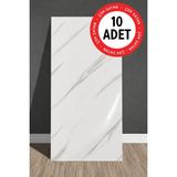 Ukab Dekor 10 Adet 30X60 cm Dekoratif Mermer Desenli Kendinden Yapışkanlı Duvar Paneli (Banyo Wc Mutfak) - Beyaz - 30 x 60 cm