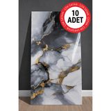 Ukab Dekor 10 Adet 30X60 cm Dekoratif Mermer Desenli Kendinden Yapışkanlı Duvar Paneli (Banyo Wc Mutfak) - Mavi - Gri - 30 x 60 cm