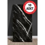 Ukab Dekor 10 Adet 30X60 cm Dekoratif Mermer Desenli Kendinden Yapışkanlı Duvar Paneli (Banyo Wc Mutfak) - Siyah - Beyaz - 30 x 60 cm