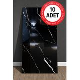 Ukab Dekor 10 Adet 30X60 cm Dekoratif Mermer Desenli Kendinden Yapışkanlı Duvar Paneli (Banyo Wc Mutfak) - Siyah - Sarı - 30 x 60 cm