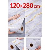 Ukab Dekor 120X280 cm Tek Parça Rulo Dekoratif Lüks Desen Kendinden Yapışkanlı Duvar Panel Tv Ünitesi - 120 x 280 cm - Gri - Altın
