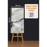 Ukab Dekor 20 Adet (30X60 Cm) Dekoratif Gri Mermer Desenli Kendinden Yapışkanlı Esnek Köpük Pvc Panel - 30 x 60 cm