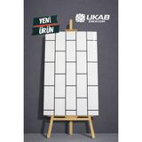 Ukab Dekor 30X60 (0,18 M²) cm 1 Adet Kendinden Yapışkanlı Esnek Köpük Pvc Duvar Cephe Kaplama Paneli Banyo Wc - Beyaz - Siyah - 30 x 61