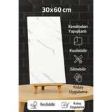 UKAB DEKOR 30x60 Cm Dekoratif Lüks Kendinden Yapışkanlı Esnek Köpük Beyaz-Pvc Mermer Panel Banyo Wc Mutfakp016