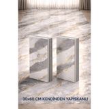 UKAB DEKOR 30X60 Cm Gri Kendinden Yapışkanlı Dekoratif Esnek Köpük Katmanlı Pvc Panel Banyo Wc Salon